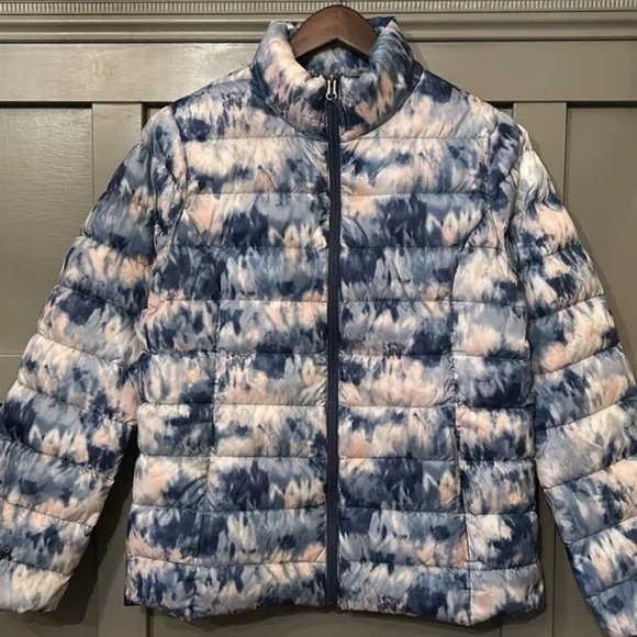 Eddie Bauer CirrusLite Down Jacket 650 Fill Full Zip Indigo Printed Size Large - Picture 5 of 13